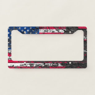 Rustic American Flag Licence Plate Frame