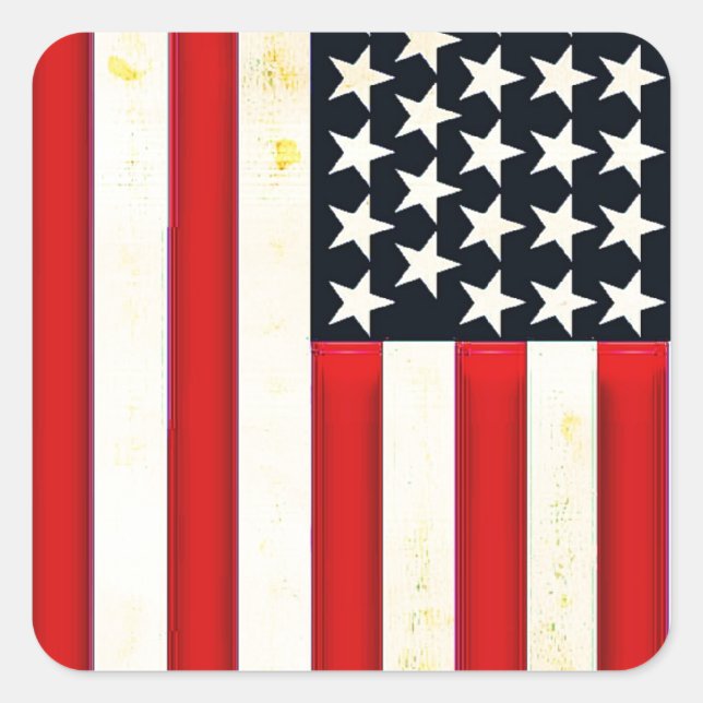 Rustic American Flag Square Sticker (Front)