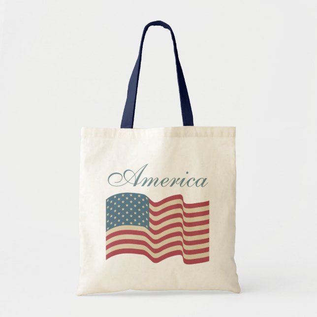 Rustic American Flag Tote Bag (Front)