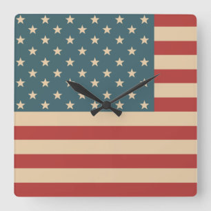 Rustic American Flag Wall Clock