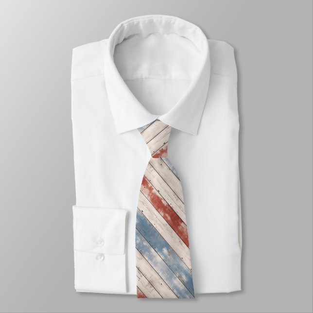 Rustic Americana Wood Plank  Tie (Tied)