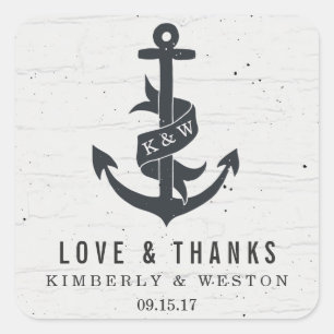 Rustic Anchor Personalised Wedding Favour Stickers
