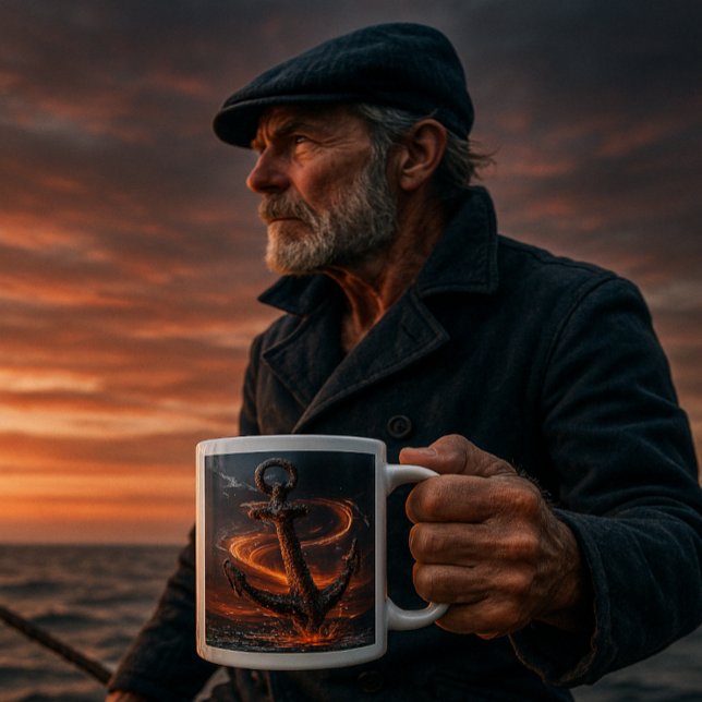 Rustic Anchor with Fire Light – Nautical Sea Lover Large Coffee Mug (Creator Uploaded)