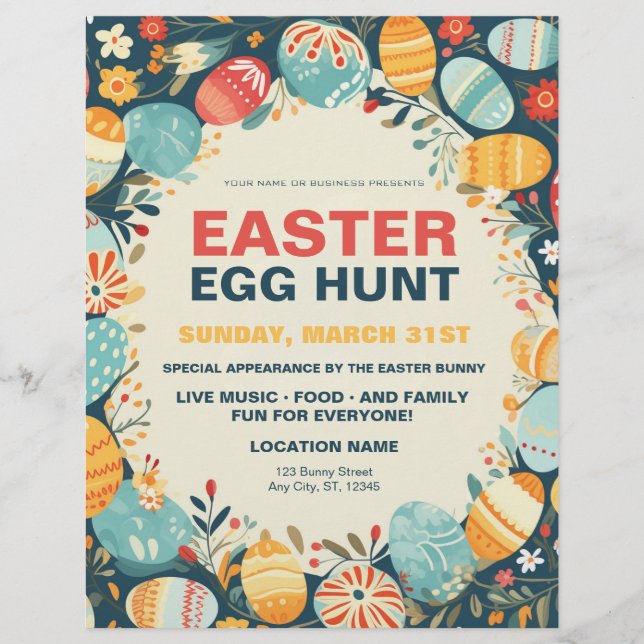 Rustic and Colourful Easter Egg Hunt Flyer (Front)