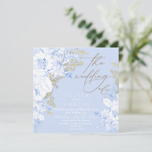 Rustic and elegant Florals Gold Wedding Dusty blue Invitation