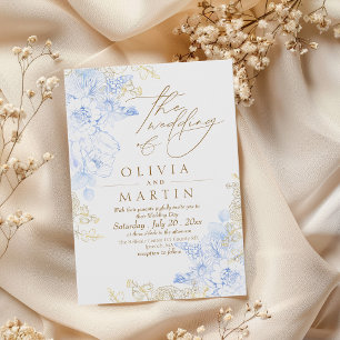 Rustic and elegant Florals Rose Gold Wedding Invitation