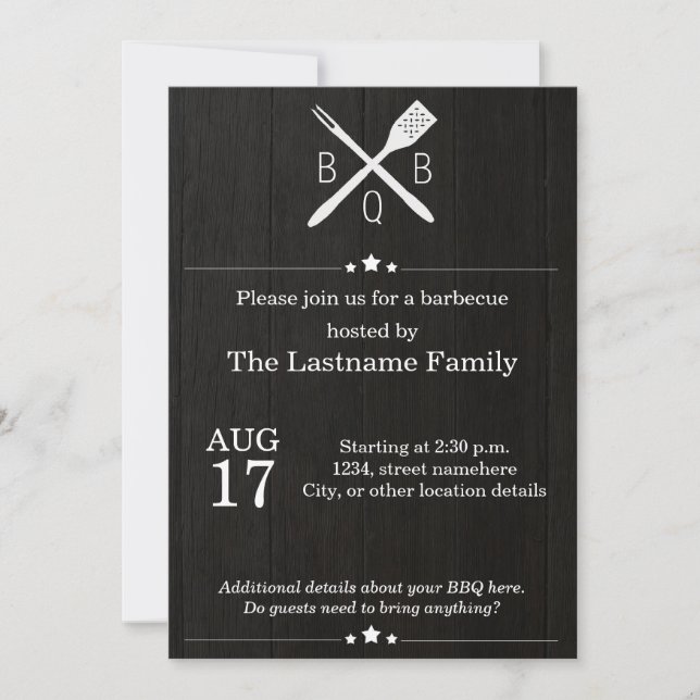 Rustic and Modern BBQ Invitations (Front)