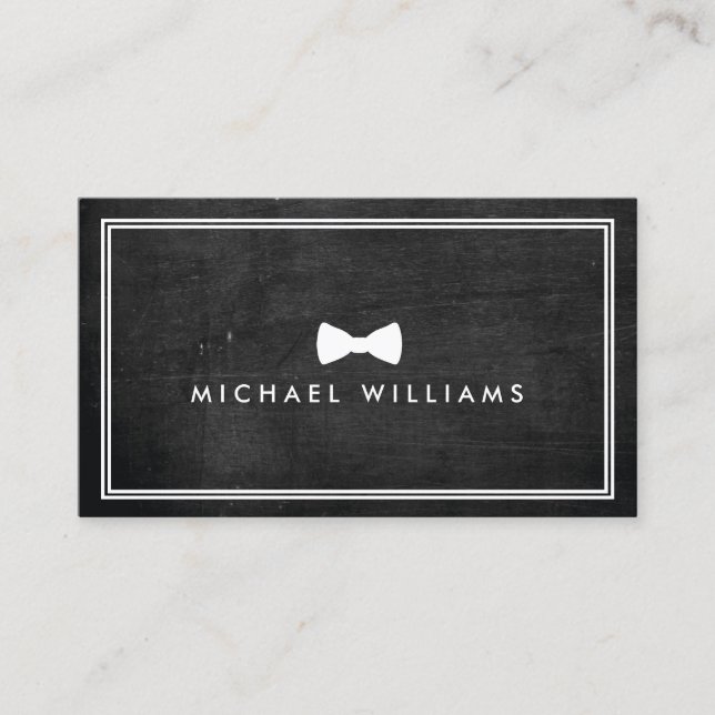 Rustic and Refined Men's Classic Bow Tie Logo Business Card (Front)