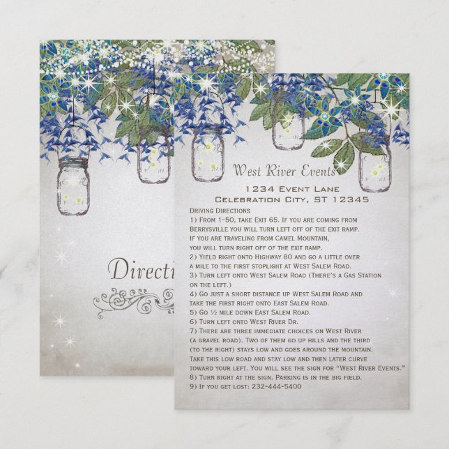 Rustic and Romantic Mason Jar Under the Stars Invitation (Front/Back)