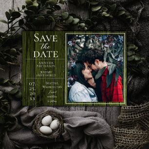Rustic and Simple Photo Green Save the Date