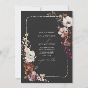 Rustic Anemone Hand Drawn Scalloped Floral Wedding Invitation