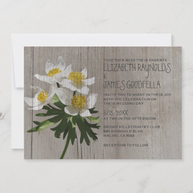Rustic Anemone Wedding Invitations (Front)
