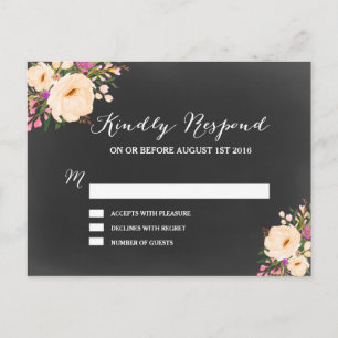 Rustic Anemones Chalkboard Invitation Postcard
