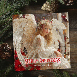 Rustic angelic angel digital holiday greeting card