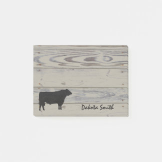 Rustic Angus Bull Silouette Watercolor Post-it Notes