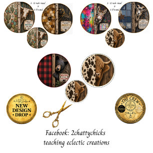 Rustic Animal Farmhouse 12" Round Craft Sheets