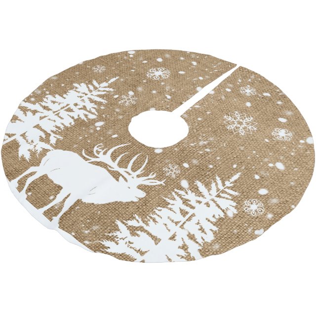 Rustic Animals in Burlap Brushed Polyester Tree Skirt (Angled)
