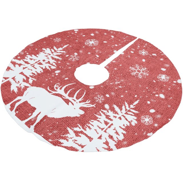 Rustic Animals in Burlap Brushed Polyester Tree Skirt (Angled)