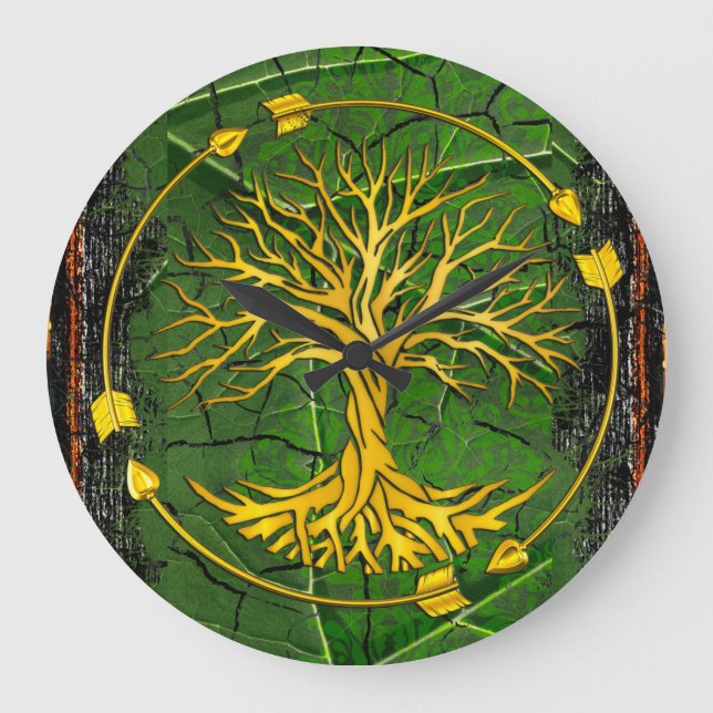 Rustic Antique Ancient Renaissance Tome 2 Large Clock (Front)