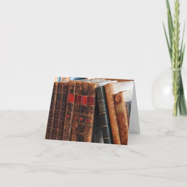 Rustic Antique Books Library Shelf Blank Notecards (Front)