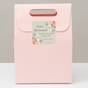 Rustic Antique Floral Watercolor Retirement Party Square Sticker