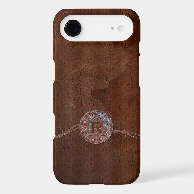 Rustic Antique Look Embossed Leather Monogram Case-Mate Samsung Galaxy Case (Back)