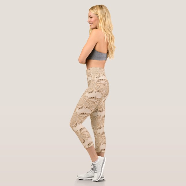 Rustic Antique Musical Notes Capri Leggings (Left)