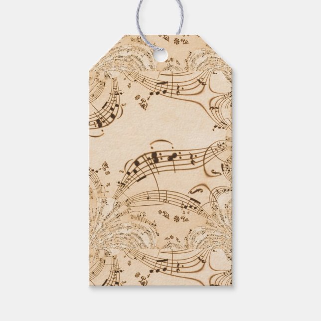 Rustic Antique Musical Notes Gift Tags (Front)
