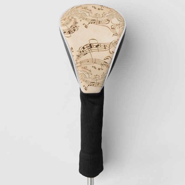 Rustic Antique Musical Notes Golf Head Cover (Front)
