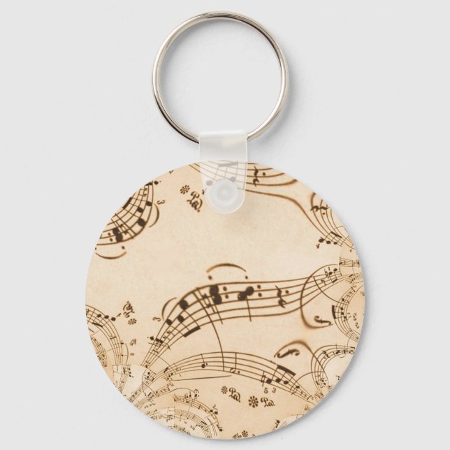 Rustic Antique Musical Notes Key Ring (Front)
