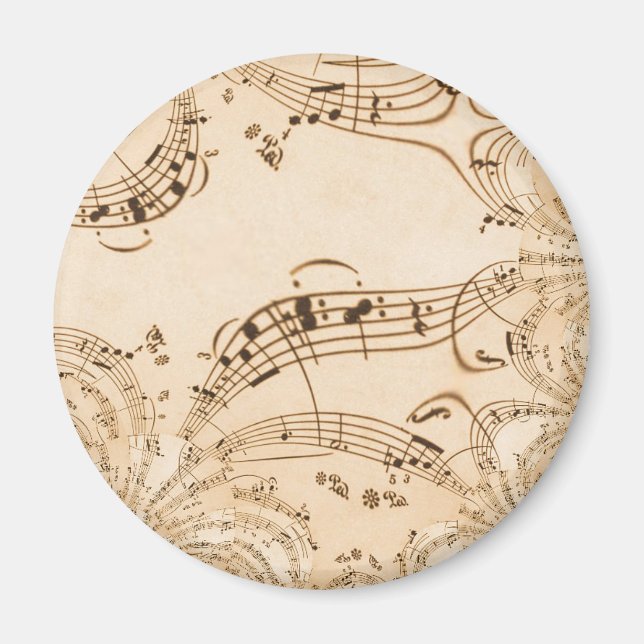 Rustic Antique Musical Notes Magnet (Front)