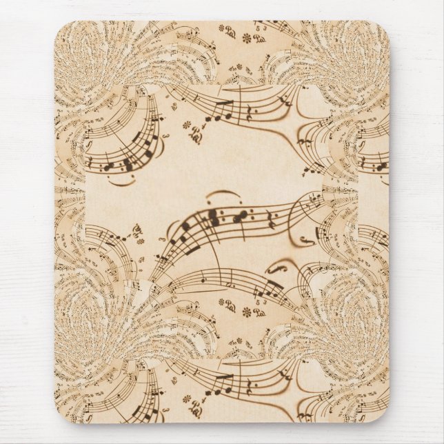 Rustic Antique Musical Notes Mouse Pad (Front)