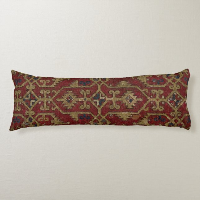 Rustic Antique Oriental Persian Red Pattern Body Cushion (Front)