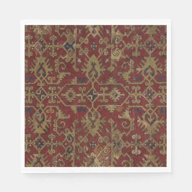 Rustic Antique Oriental Persian Red Pattern Napkin (Front)