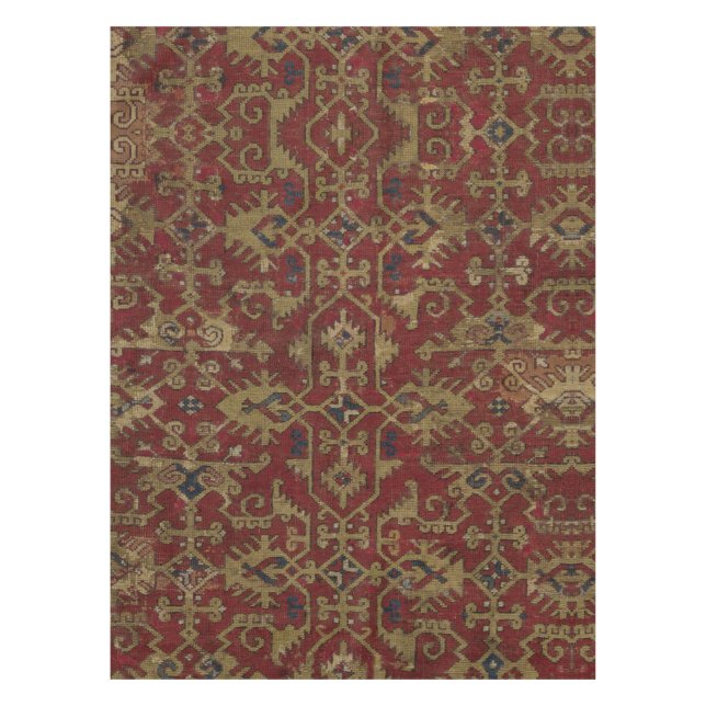 Rustic Antique Oriental Persian Red Pattern Tablecloth (Front)