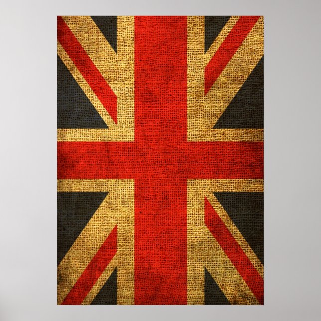 Rustic Antique Union Jack Pattern Poster (Front)
