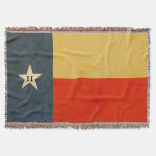 Rustic Antiqued Texas Flag initial  Throw Blanket