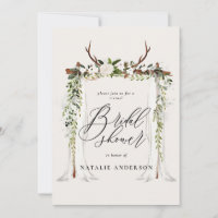 Rustic antler and foliage virtual bridal shower