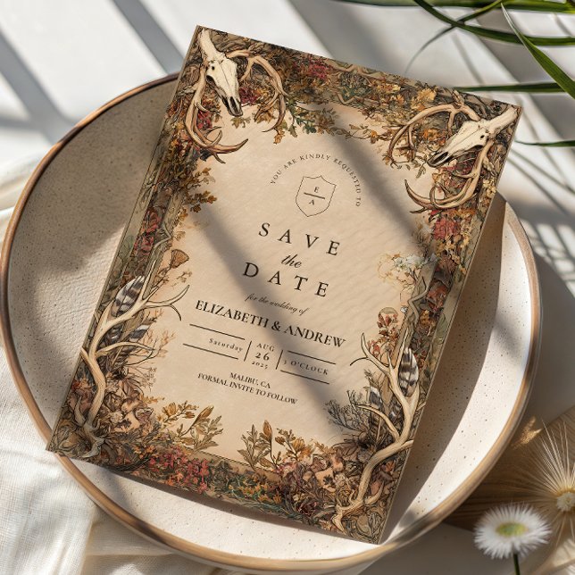 Rustic Antler Autumn Wedding Save The Date (Creator Uploaded)