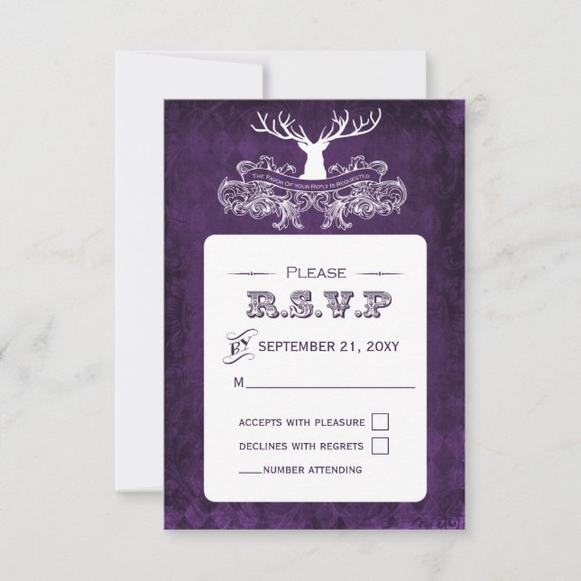 Rustic Antler, Deer Winter Woodland  rsvp 3.5 x 5 (Front)