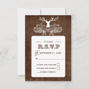 Rustic Antler, Deer Winter Woodland  rsvp 3.5 x 5 Card