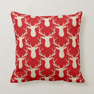 Rustic Antler Deer Woodland Pillow