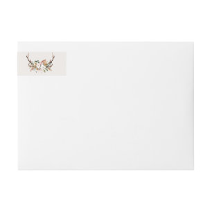 Rustic Antler Floral Wraparound Boho Wedding Wrap Around Label