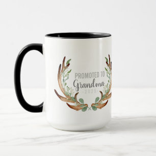 Rustic Antler & Greenery Promoted to Grandma Mug