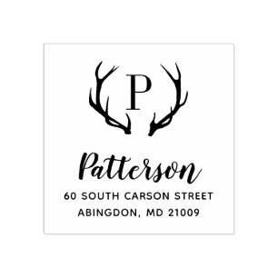 Rustic Antler Monogram Address Stamp