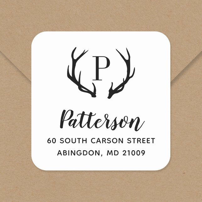 Rustic Antler Monogram Return Address Label (Creator Uploaded)