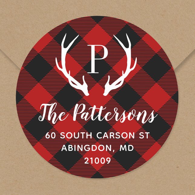 Rustic Antler Monogram Return Address Label (Creator Uploaded)