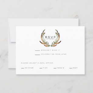 Rustic Antler Watercolor RSVP Wedding Save The Date