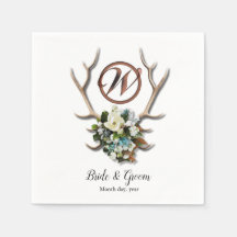 Rustic Antler wedding napkin Paper Napkin