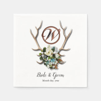 Rustic Antler wedding napkin Paper Napkin